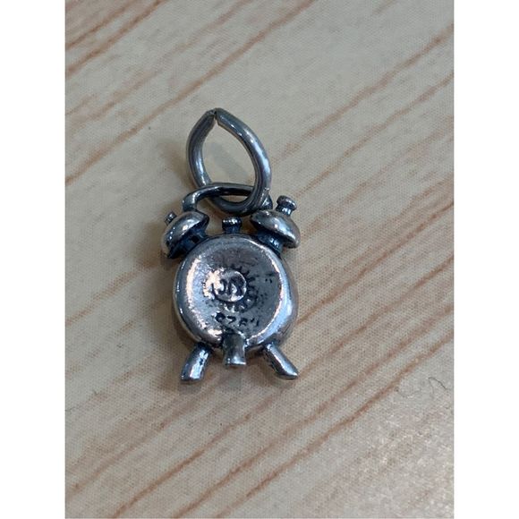 .925 Alarm Clock Sterling Silver Jewelry Charm #clock - Picture 3 of 4